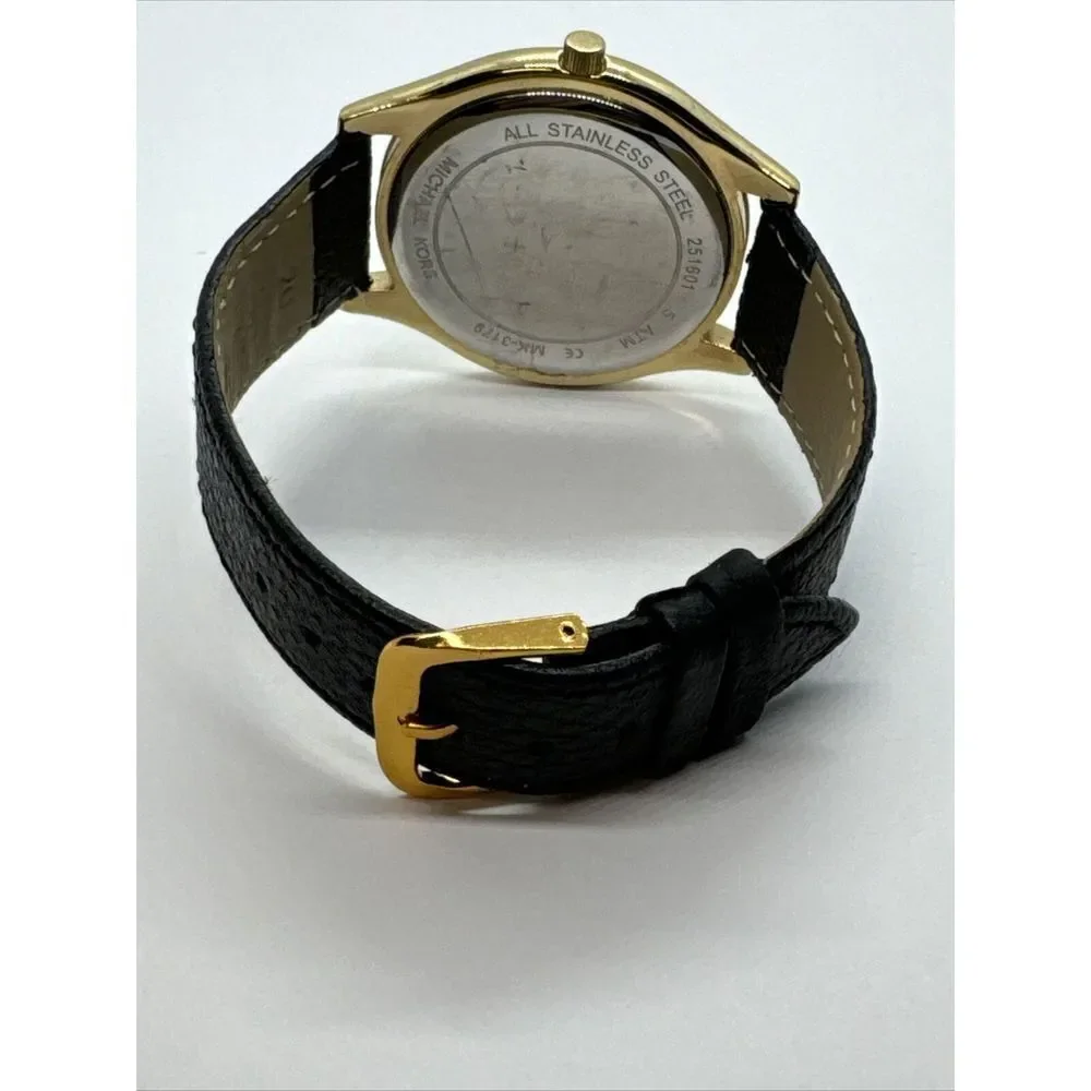 Michael Kors Runway MK3179 Women's Black Leather Analog Dial Quartz Watch JNA444